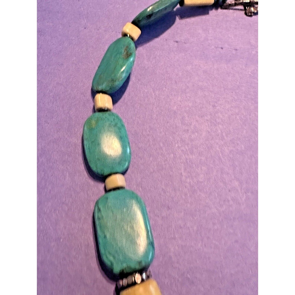 Necklace Turquoise Butterscotch Quartz Sterling Silver 999 Toggle Statement - Picture 8 of 16